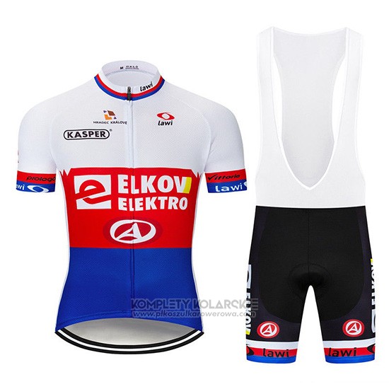 2019 Rowerowa Elkov Elektro Bialy Czerwony Niebieski Krotkie Rekawy i Kombinezon