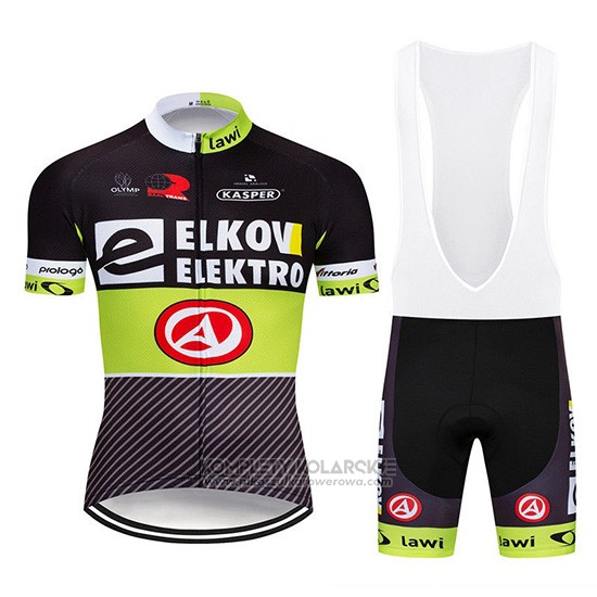 2019 Rowerowa Elkov Elektro Czarny Zielony Krotkie Rekawy i Kombinezon