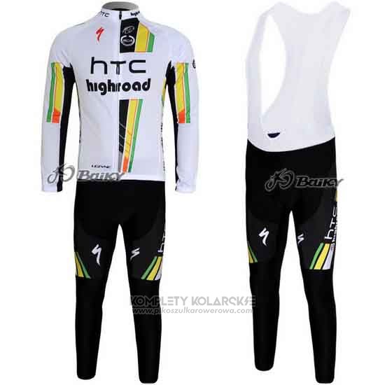 2011 Odziez Rowerowa HTC Highroad Bialy Dlugi Rekaw i Rowerowe Szelkach