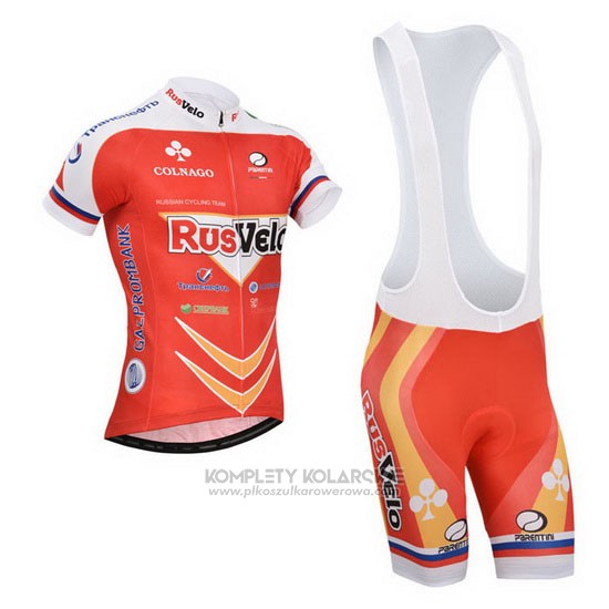 2013 Odziez Rowerowa Rusvelo Czerwony Krotkie Rekawy i Rowerowe Szelkach