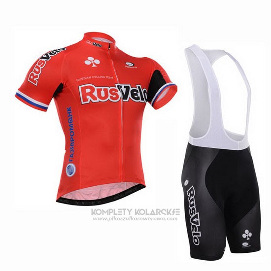 2015 Odziez Rowerowa Rusvelo Czerwony Krotkie Rekawy i Rowerowe Szelkach