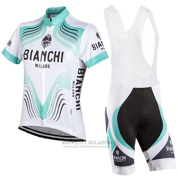 2017 Odziez Rowerowa Bianchi Milano Bialy Krotkie Rekawy i Rowerowe Szelkach