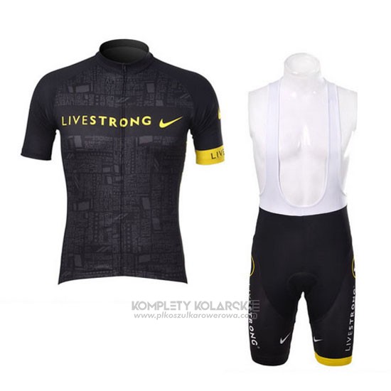 2012 Odziez Rowerowa Livestrong Czarny Krotkie Rekawy i Rowerowe Szelkach